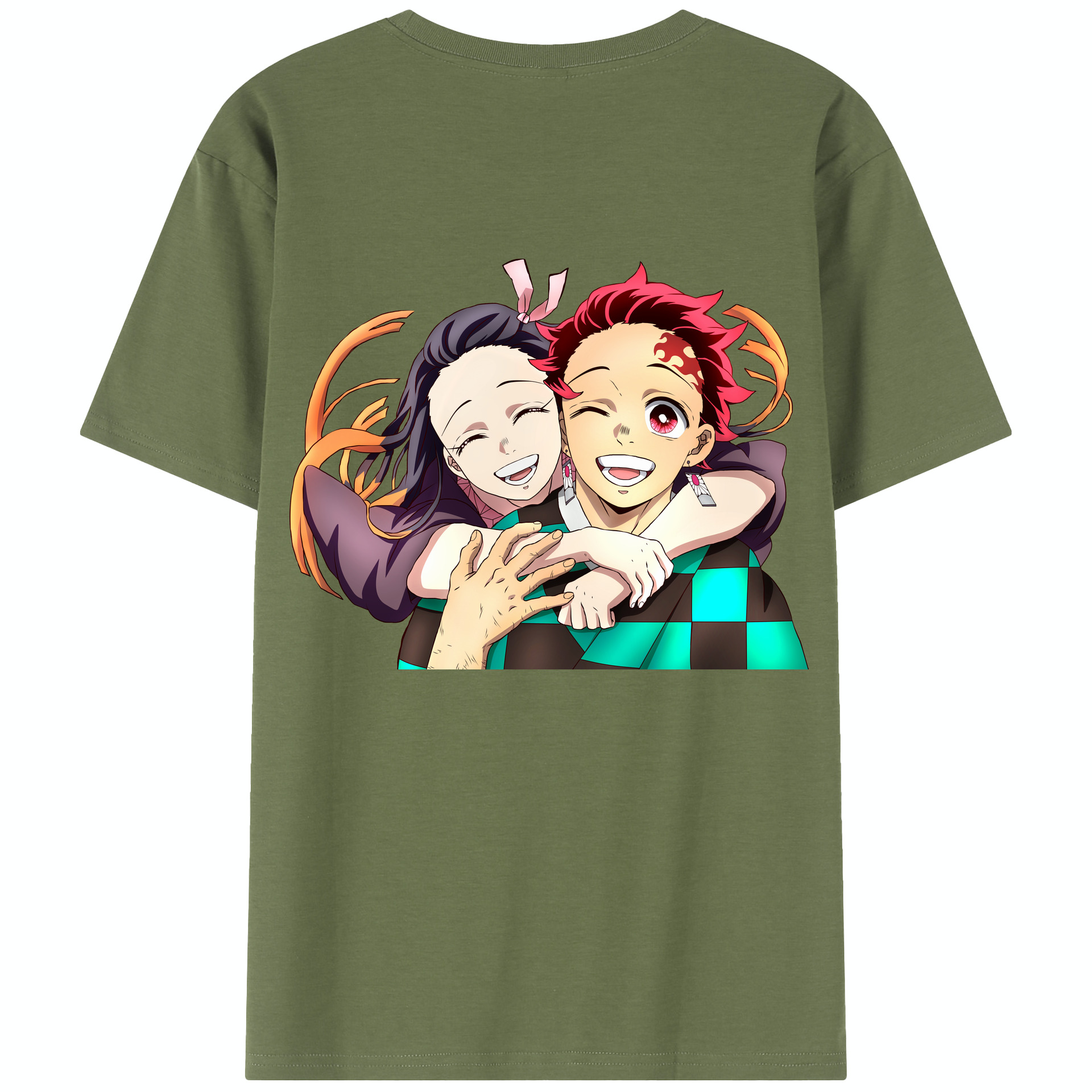 （画像用） 鬼滅の刃（きめつのやいば）竈門 禰󠄀豆子／かまど ねずこ Kamado Nezuko 綿100％半袖Tシャツ（背面プリント）